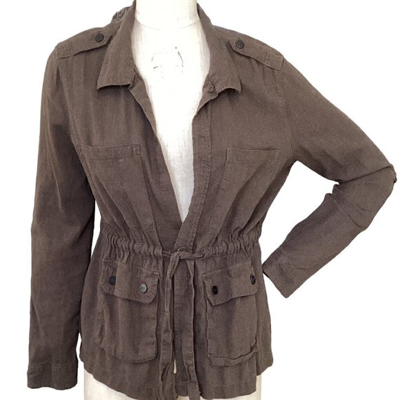 Sanctuary Clothing Dark Olive Green Linen Blend Jacket Sz M 85M - Picture 3 of 9